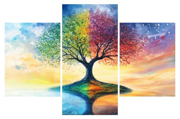 Slika – Oslikano drvo godišnjih doba (90x60 cm)