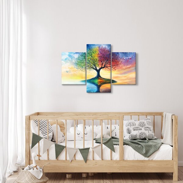 Slika – Oslikano drvo godišnjih doba (90x60 cm)