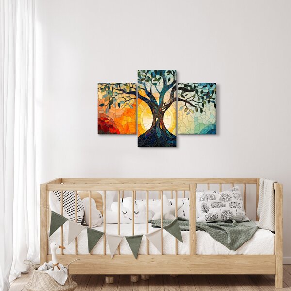 Slika – Mozaik – sunce i drvo I. (90x60 cm)