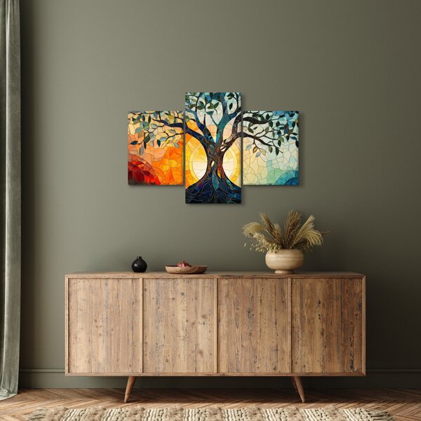 Slika – Mozaik – sunce i drvo I. (90x60 cm)