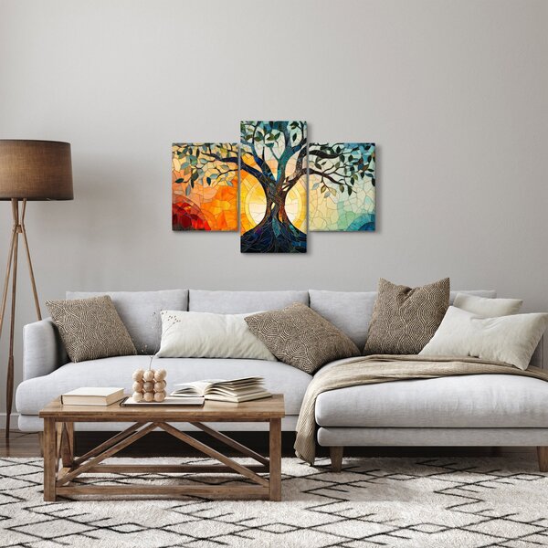 Slika – Mozaik – sunce i drvo I. (90x60 cm)