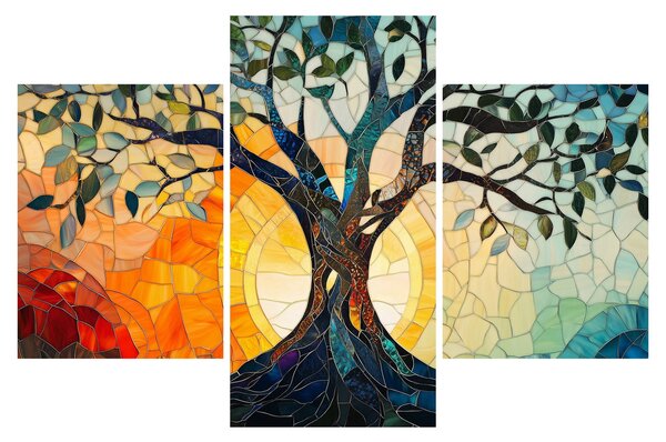 Slika – Mozaik – sunce i drvo I. (90x60 cm)