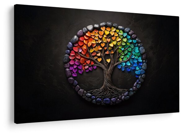 Slika – Drvo puno šarenih srca (90x60 cm)