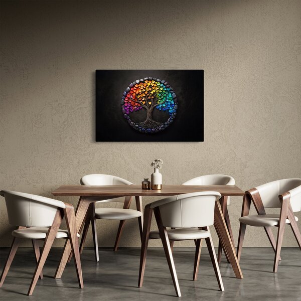 Slika – Drvo puno šarenih srca (90x60 cm)