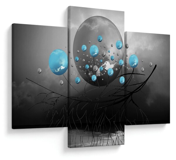 Slika - svijetlo plave apstraktne kugle (90x60 cm)