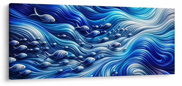 Slika – Ribe u valovima (120x50 cm)