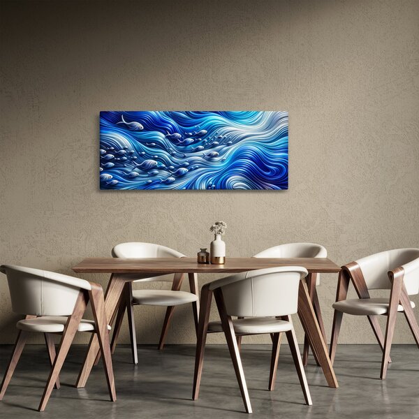 Slika – Ribe u valovima (120x50 cm)