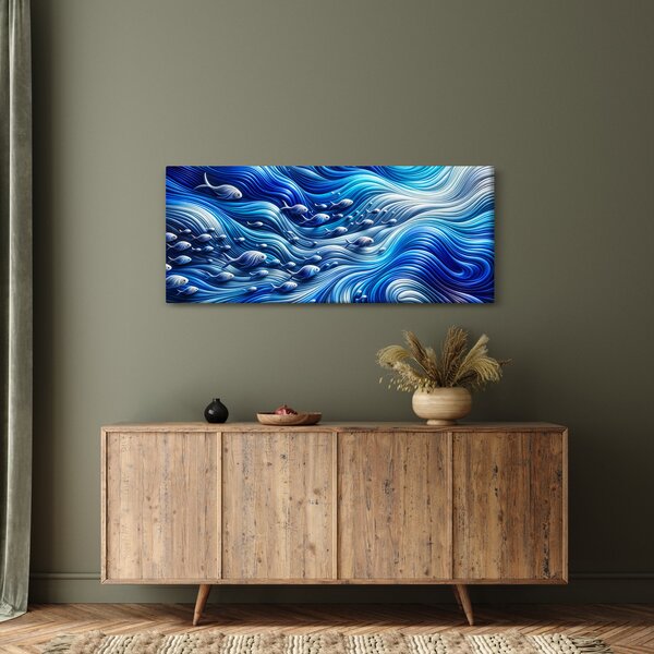 Slika – Ribe u valovima (120x50 cm)