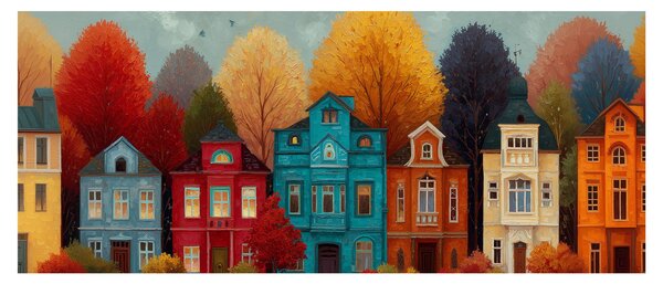 Slika - Oslikani jesenski grad (120x50 cm)