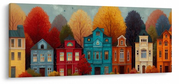 Slika - Oslikani jesenski grad (120x50 cm)