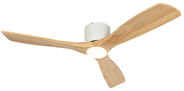 Stropni ventilator bijeli s drvom 131,5 cm uklj. LED prigušiv s daljinskim upravljačem - Jerri