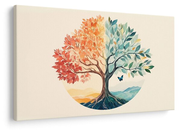 Slika – Dvostruko drvo s leptirima (90x60 cm)