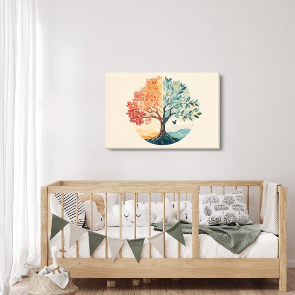 Slika – Dvostruko drvo s leptirima (90x60 cm)