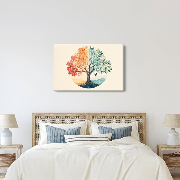 Slika – Dvostruko drvo s leptirima (90x60 cm)
