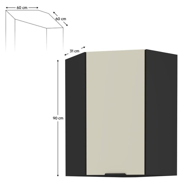 Zondo Gornji kutni kuhinjski ormarić Arikona 60x60 GN 90 1F (kašmir + crna) . 1097050