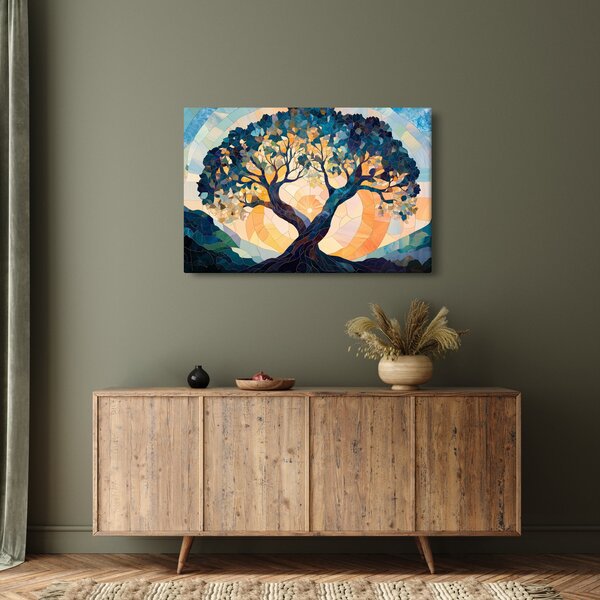 Slika – Mozaik – sunce i drvo II. (90x60 cm)