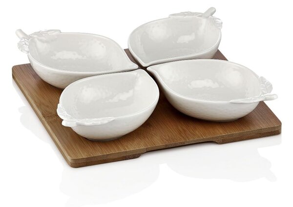 Set od 4 porculanske zdjele s poslužavnikom Elegance