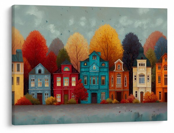 Slika - Oslikani jesenski grad (70x50 cm)