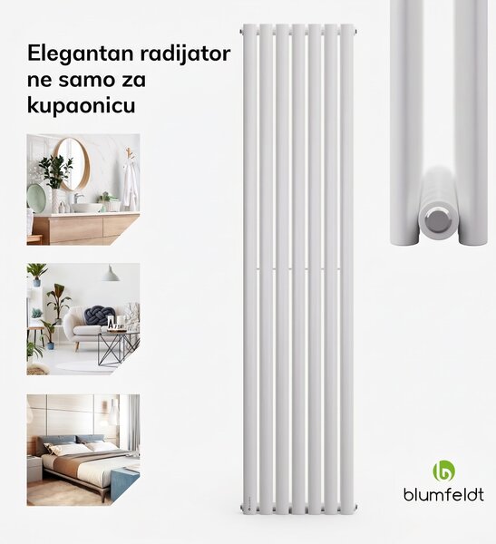 Blumfeldt Tallheo, 41 x 180, radijator, kupaonski radijator, cijevni radijator, 1435 W, topla voda, 1/2