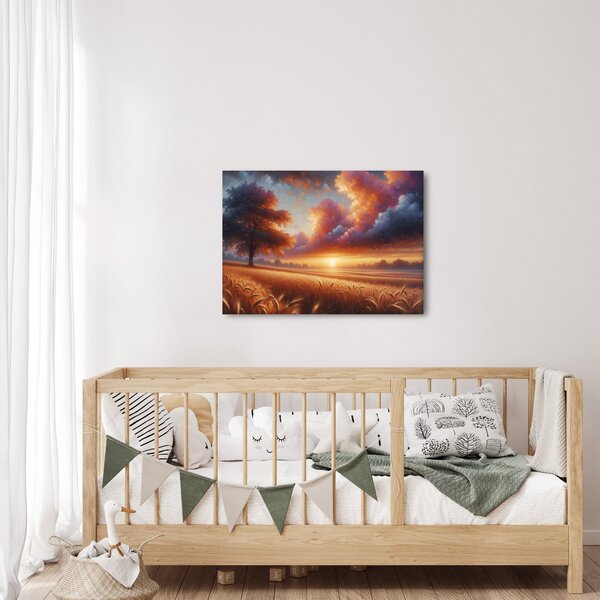 Slika – Zalazak sunca na polju (70x50 cm)