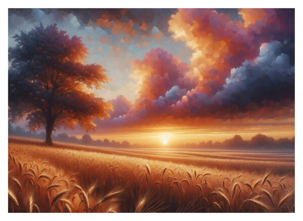 Slika – Zalazak sunca na polju (70x50 cm)
