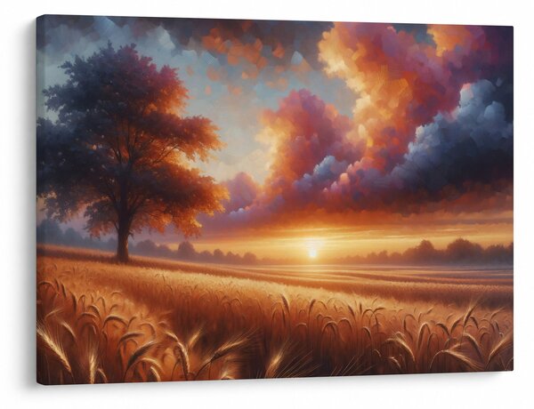 Slika – Zalazak sunca na polju (70x50 cm)