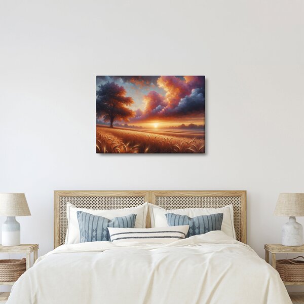 Slika – Zalazak sunca na polju (70x50 cm)
