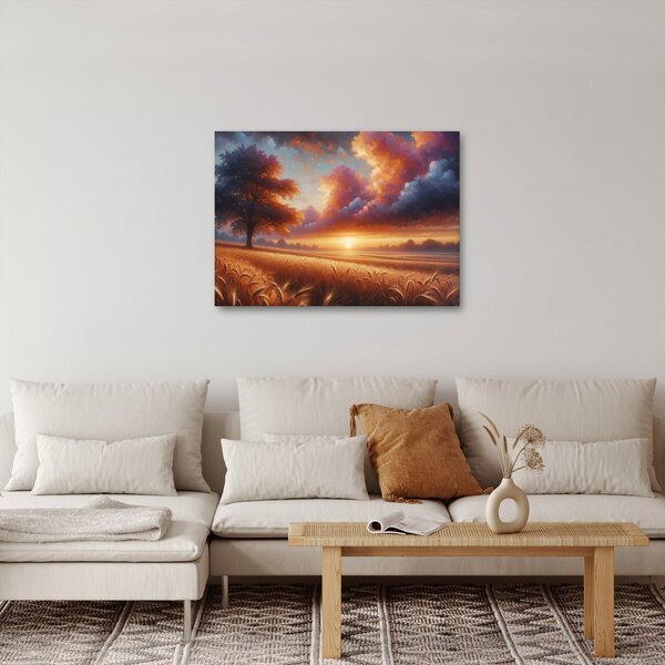 Slika – Zalazak sunca na polju (70x50 cm)