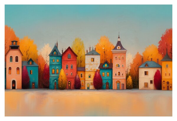 Slika - Jesensko selo (90x60 cm)