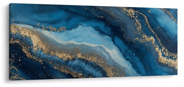 Slika - Plava mramorna apstrakcija (120x50 cm)