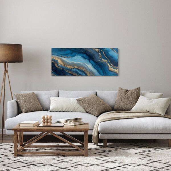 Slika - Plava mramorna apstrakcija (120x50 cm)