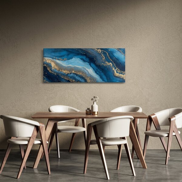 Slika - Plava mramorna apstrakcija (120x50 cm)