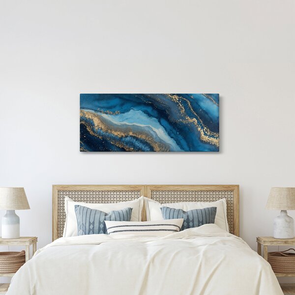 Slika - Plava mramorna apstrakcija (120x50 cm)