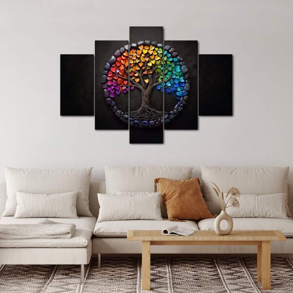 Slika – Drvo puno šarenih srca (150x105 cm)
