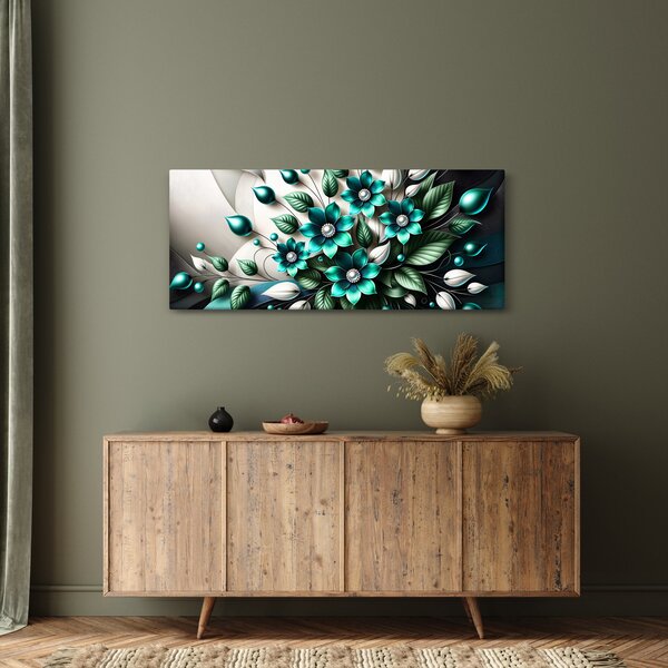 Slika - 3D tirkizni cvjetovi (120x50 cm)