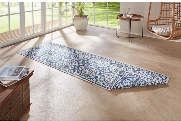 Plavo-krem vanjski tepih NORTHRUGS Jardin, 80 x 250 cm