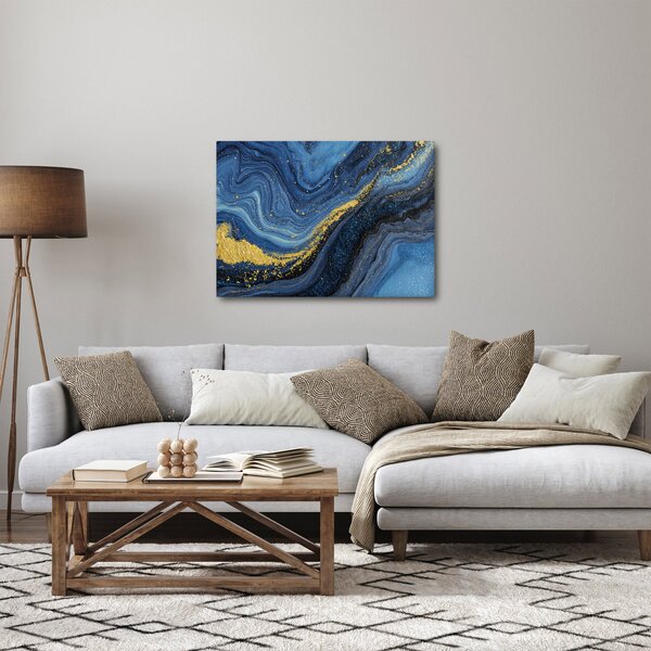 Slika - Plavo-zlatna apstrakcija (70x50 cm)