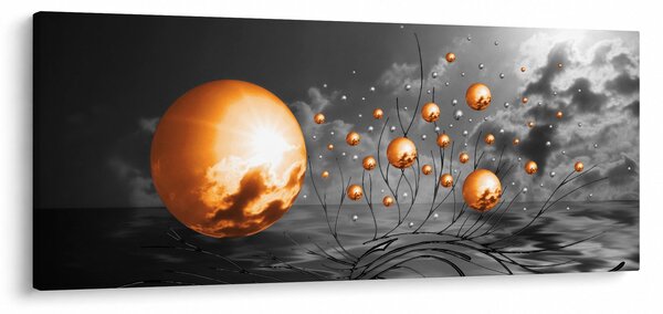 Slika narančastih apstraktnih kugli (120x50 cm)