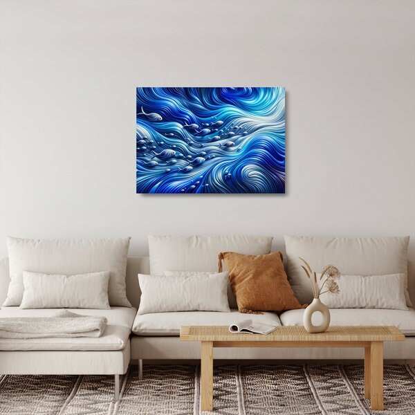 Staklena slika – Ribe u valovima (70x50 cm)