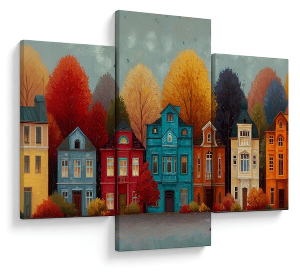 Slika - Oslikani jesenski grad (90x60 cm)