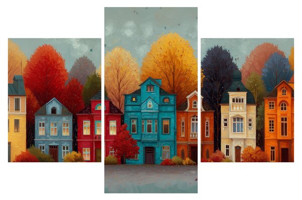 Slika - Oslikani jesenski grad (90x60 cm)