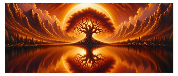 Slika – Drvo u krvavom suncu (120x50 cm)