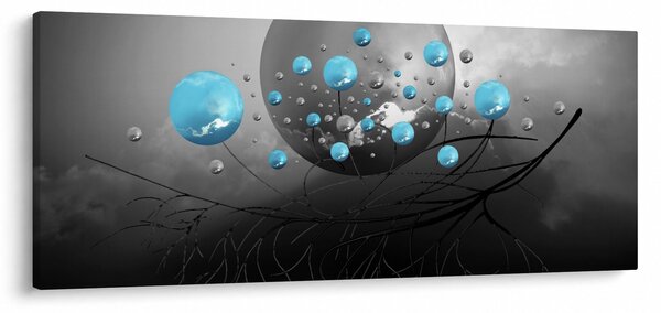 Slika - svijetlo plave apstraktne kugle (120x50 cm)