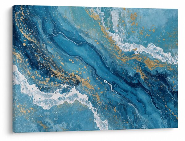 Slika - Svijetloplavi mramor sa zlatom II. (70x50 cm)