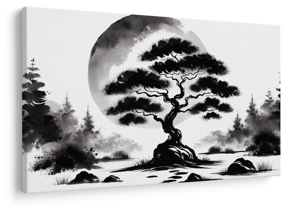 Slika – Crno-bijeli bonsai (90x60 cm)