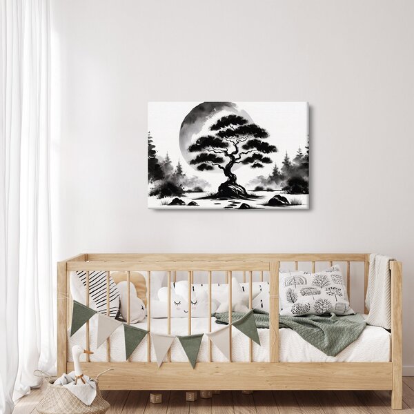Slika – Crno-bijeli bonsai (90x60 cm)