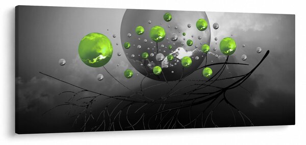 Slika zelenih apstraktnih kugli (120x50 cm)