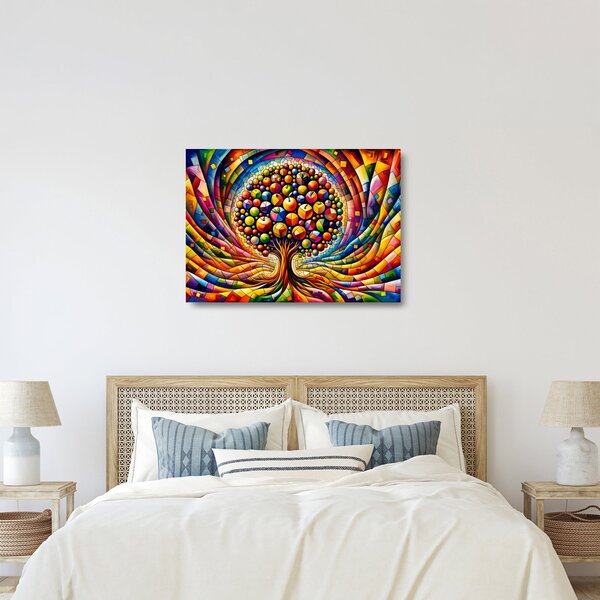 Staklena slika – Šareno drvo s jabukama (70x50 cm)