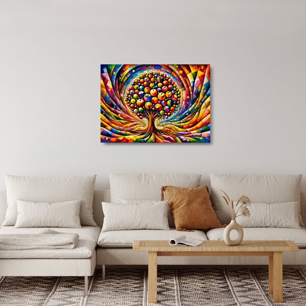 Staklena slika – Šareno drvo s jabukama (70x50 cm)