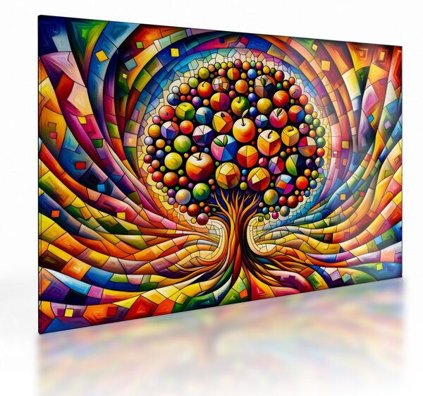 Staklena slika – Šareno drvo s jabukama (70x50 cm)